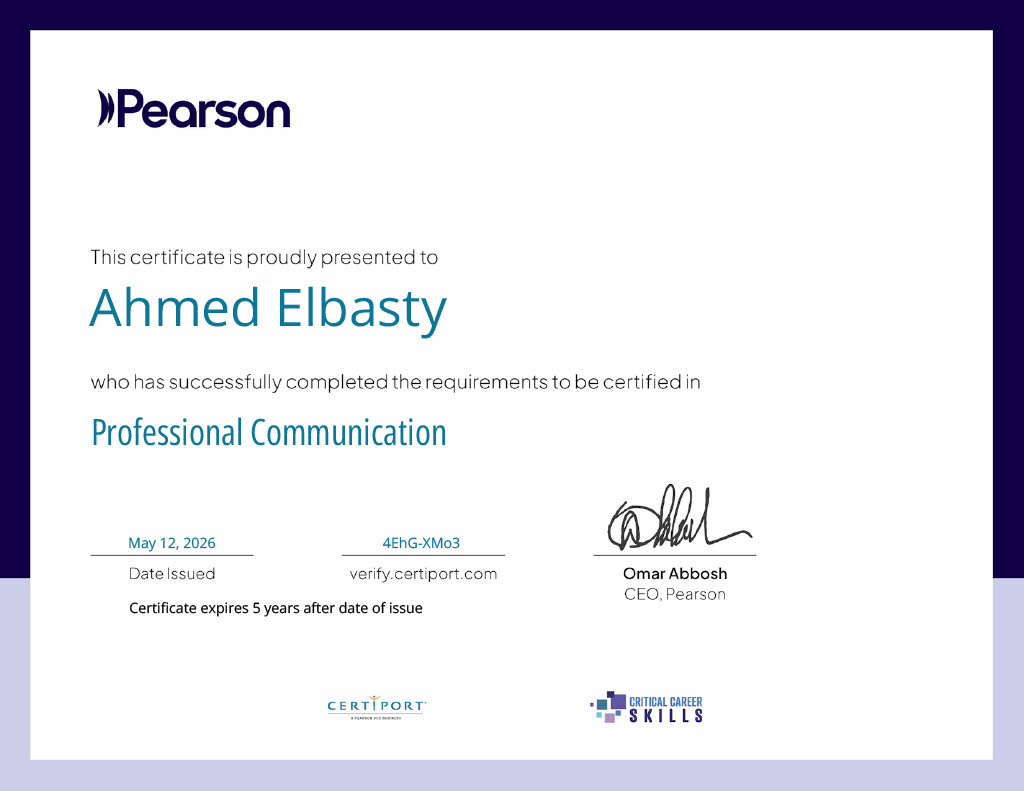 Professional Communication certificate